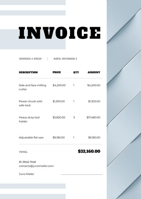 Industrial Tools and machines Store bill Invoice – шаблон для дизайну