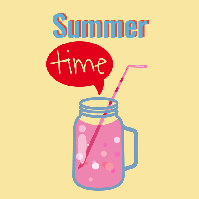Pink cocktail in glass jar Animated Post Tasarım Şablonu
