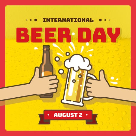 People toasting with beer on Beer day Instagram Design Template