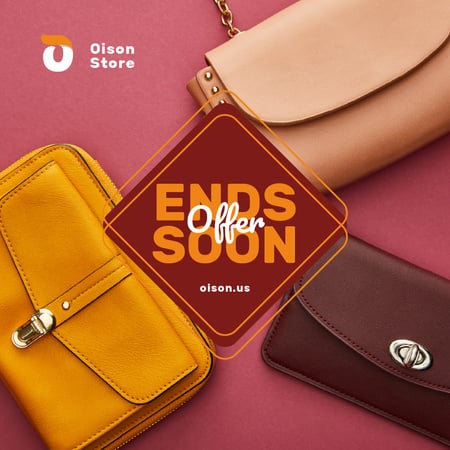 Szablon projektu akcesoria rabat stylowe torebki w kolorze różowym Instagram AD
