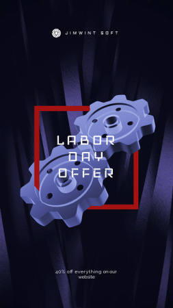 Labor Day Offer Blue Cogwheels Mechanism Instagram Video Story Design Template