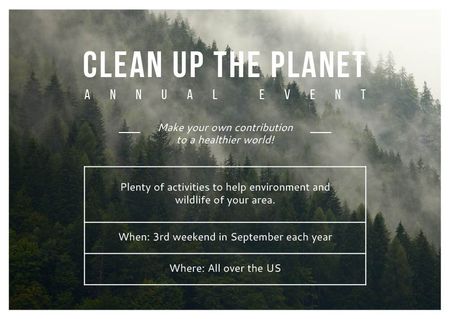 Ecological Event Foggy Forest View Postcard Design Template