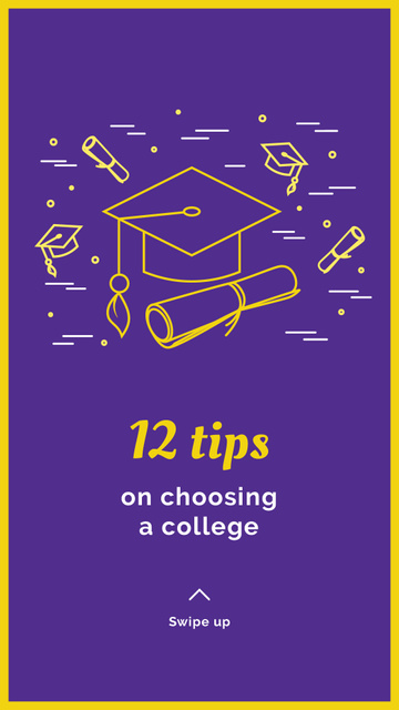Choosing college tips with Graduation Cap Instagram Story Design Template