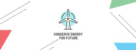 Conserve Energy with Wind Turbine Icon Facebook cover Design Template