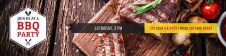 BBQ Party Announcement With Veggies And Meat Twitter Design Template
