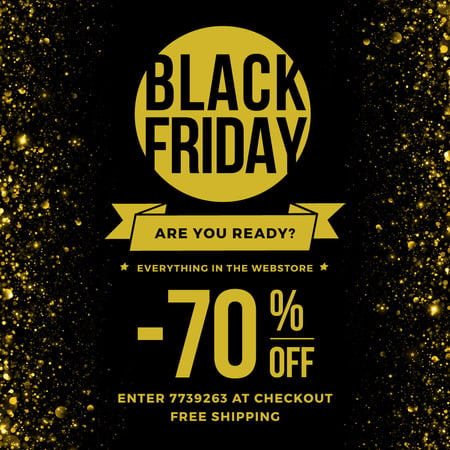 Black Friday Sale on Golden glitter Instagram AD – шаблон для дизайну