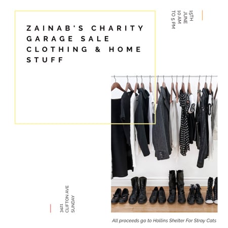 Ontwerpsjabloon van Instagram van Charity Garage Ad with Wardrobe