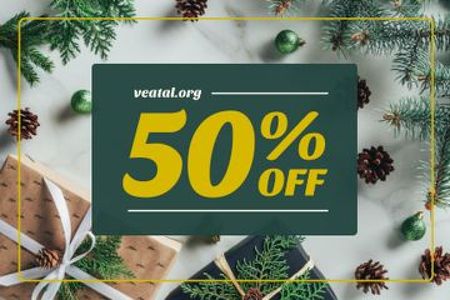 Modèle de visuel Holidays Sale with Gifts and Fir Tree - Gift Certificate