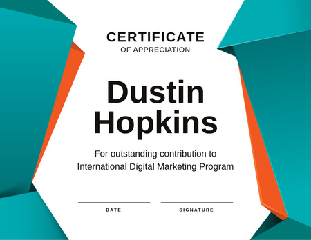 Marketing Program contribution Appreciation Certificate Modelo de Design