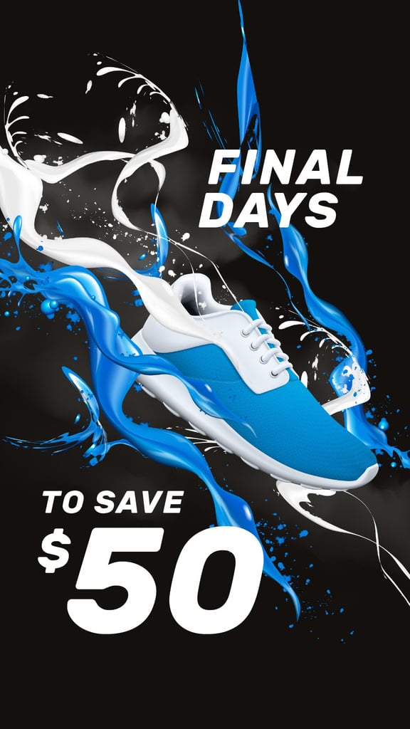 Ontwerpsjabloon van Instagram Story van Sneaker Sale Announcement in Blue and White
