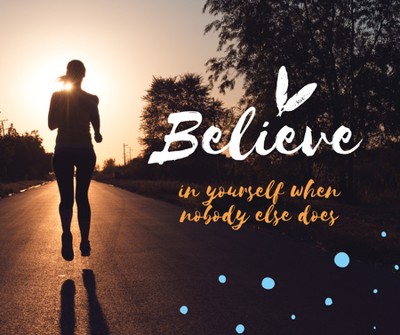 Inspiration Quote on Girl running on road Facebook Design Template