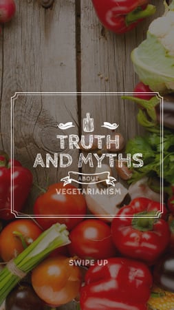 Vegetarian Food Vegetables on Wooden Table Instagram Story Design Template