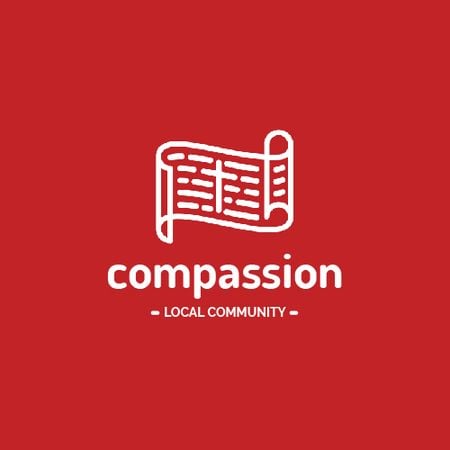 Ontwerpsjabloon van Animated Logo van Religious Community Scroll with Cross in Red