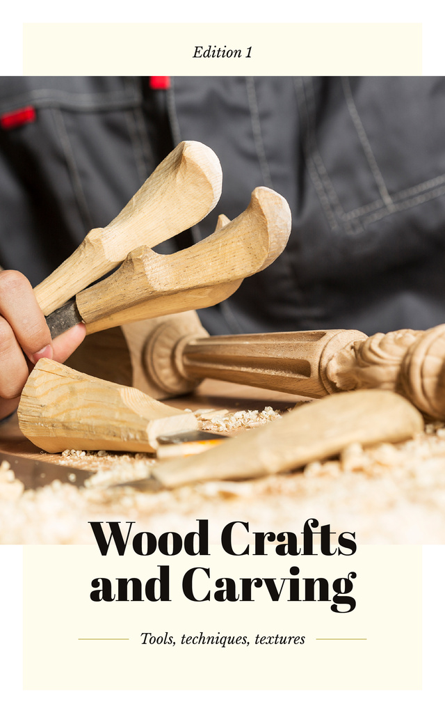 Man in Wooden Craft Workshop Book Coverデザインテンプレート
