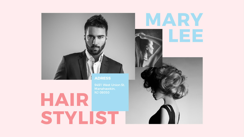 Hair Salon Ad Woman and Man with modern hairstyles Title – шаблон для дизайну