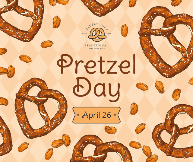 Delicious baked treats for Pretzel day Facebookデザインテンプレート