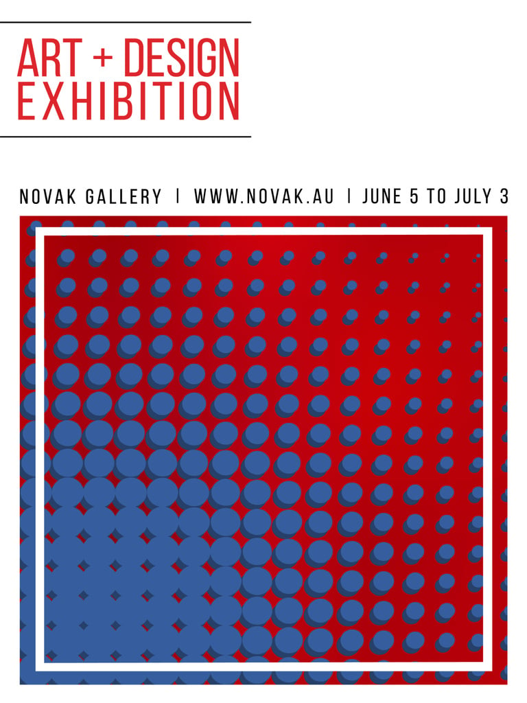 Art Exhibition announcement Contrast Dots Pattern Poster US Tasarım Şablonu