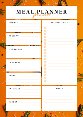 Plantilla de diseño de Weekly Meal Planner with Rosemary and Spices Schedule Planner 