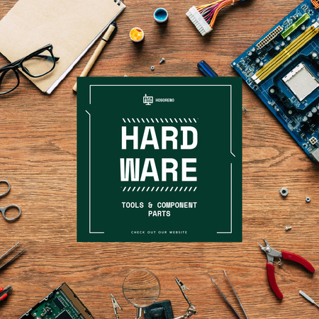 Hardware repair services with circuit board Animated Post Design Template