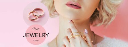 Plantilla de diseño de Jewelry Sale with Woman in Precious Rings Facebook cover 