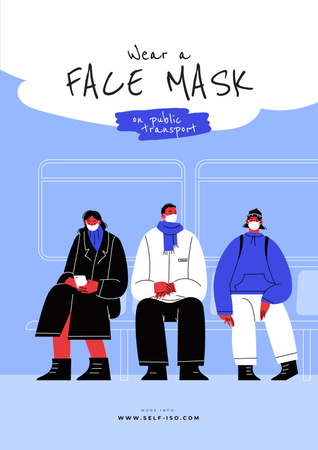 Designvorlage People wearing Masks in Public Transport für Poster