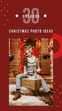 Woman with Christmas gift Instagram Story Modelo de Design