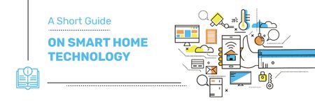 Ontwerpsjabloon van Email header van Smart Home Concept with tech Icons