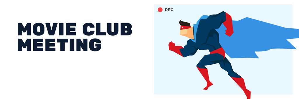 Movie Club Meeting Man in Superhero Costume Email header Design Template