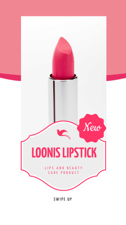 Cosmetics Promotion with Pink Lipstick Instagram Story Modelo de Design