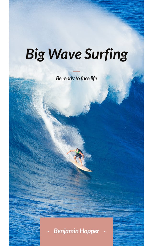 Modelo de design de Surfer Riding Big Wave in Blue para Book Cover
