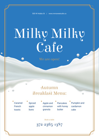 White milk wave Poster Design Template