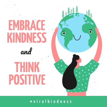 Platilla de diseño #ViralKindness Woman holding smiling Earth planet Instagram