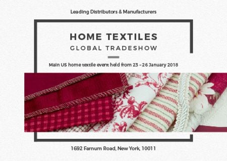 Designvorlage Home Textiles Event Announcement in Red für Postcard