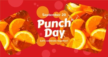 Punch Day Celebration Drink with Ice and Citruses Facebook AD Design Template