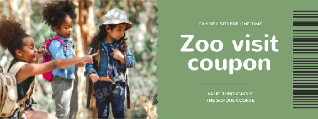 Zoo Visit Offer with group of Kids Coupon – шаблон для дизайну