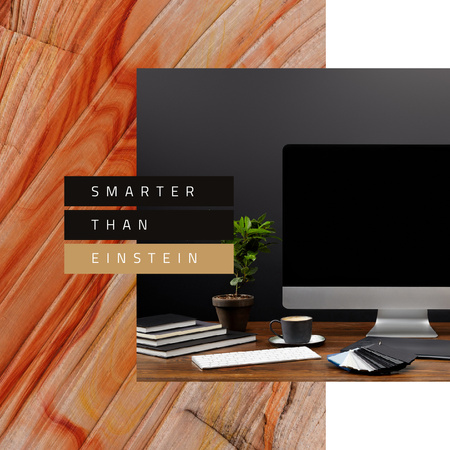 Template di design Working Table with Computer Instagram AD