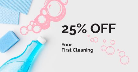 Modèle de visuel promotion des services de nettoyage avec savon - Facebook AD