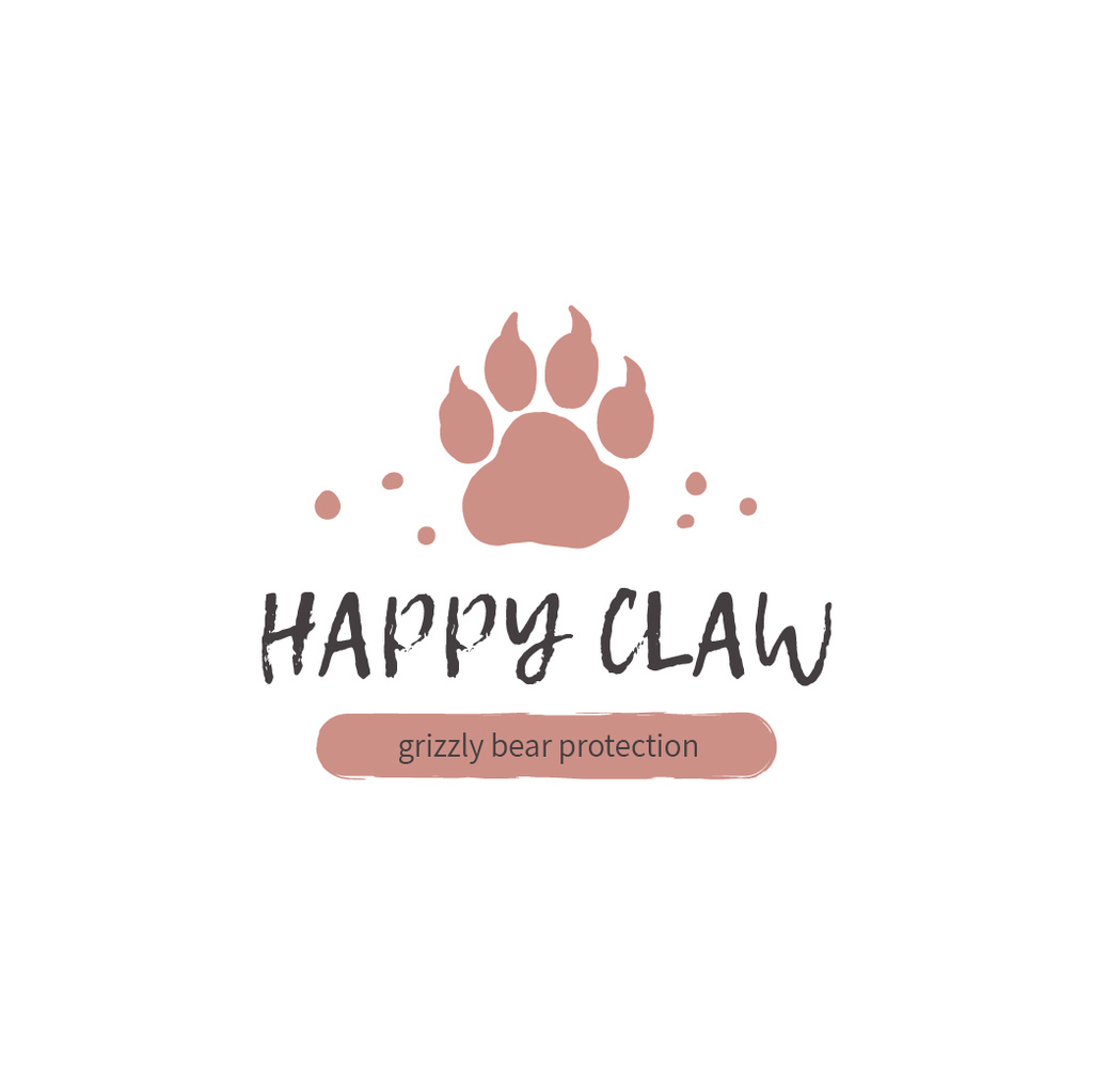 Fauna Protection with Bear Paw Print Logo Πρότυπο σχεδίασης