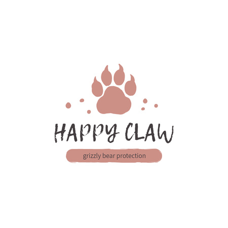 Fauna Protection with Bear Paw Print Logo Design Template
