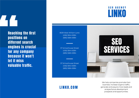Template di design SEO Services Ad on Monitor Screen Brochure