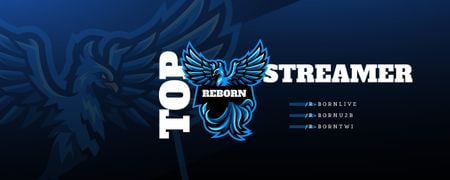 Designvorlage Spiel-Streaming-Anzeige mit großem Adler für Twitch Profile Banner
