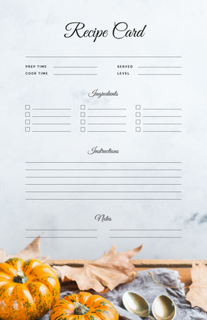 Pumpkins and Autumn leaves Recipe Card – шаблон для дизайну