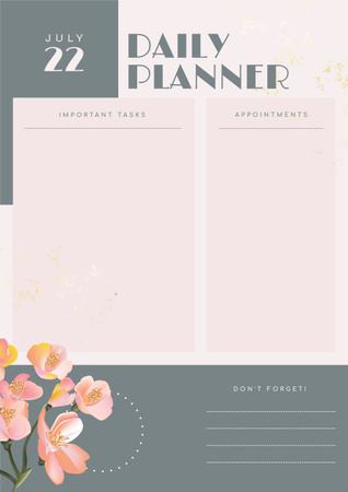 Daily Planner with Painted Flowers Schedule Planner Design Template