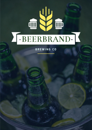 Brewing company Ad with bottles of Beer Poster Design Template