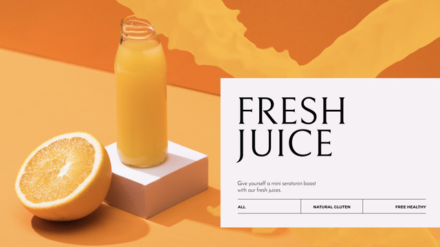 Fresh orange Juice in bottle Full HD video Modelo de Design