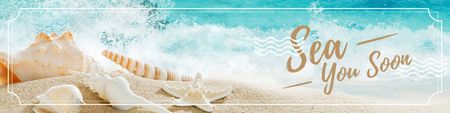 Travel Inspiration with sandy seashore Twitter tervezősablon