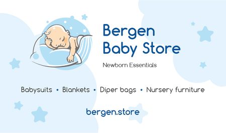 Designvorlage Baby Store Ad with Baby Sleeping für Business card