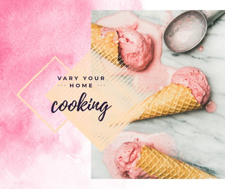 Melting ice cream in pink Facebook Modelo de Design