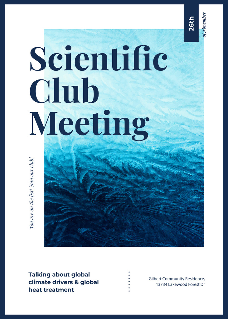 Scientific Club Meeting Ad on Frozen Pattern Invitation – шаблон для дизайна