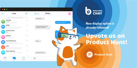 Product Hunt Campaign with Chats Page on Screen Twitter Design Template